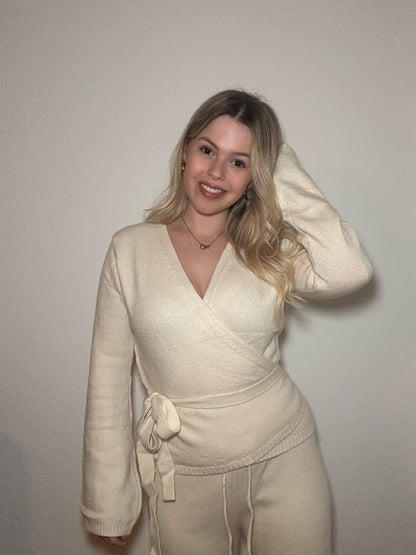 Wickelpullover Oat Latte